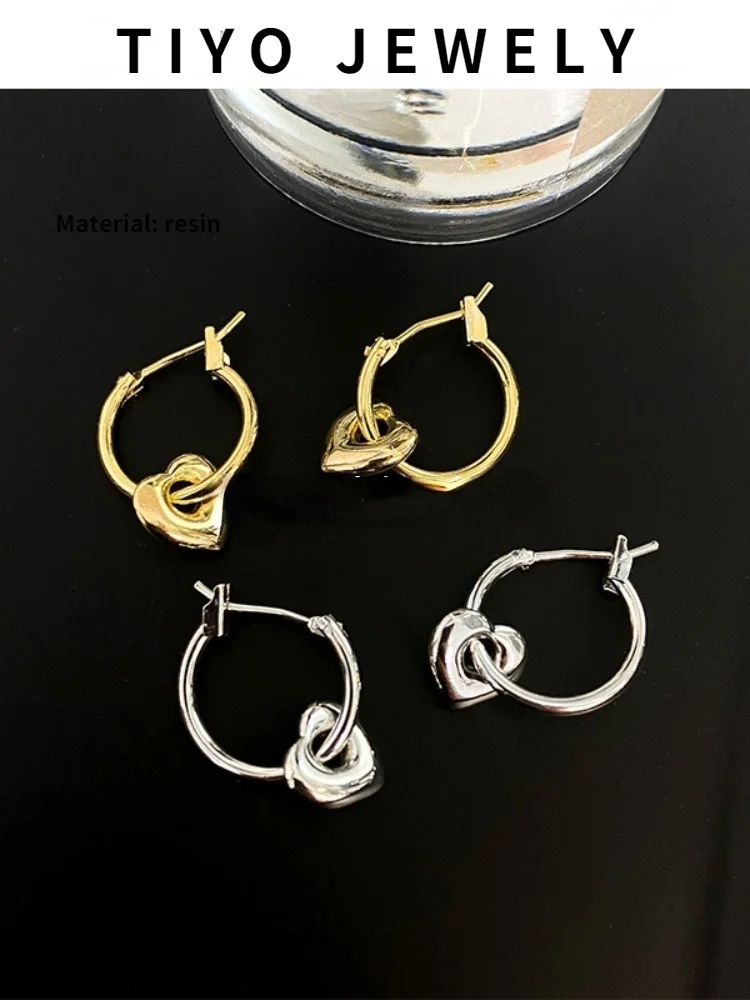 

TIYO Modern Jewelry Heart Earrings 2021 New Design Hot Selling Golden Silvery Drop Earrings For Women Party Gifts