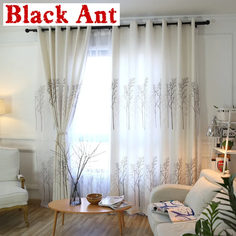 Хлопково льняная ткань в американском стиле для гостиной прозрачная драпировка