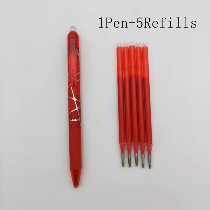 Red 1pen5refills Xiamei 0,5 мм стираемая ручка Канцтовары гелевая ручка Волшебная стираемая чернильная ручка Канцтовары Школьные принадлежности 8 цветов Сменные заправки - Цвет: Red 1pen5refills