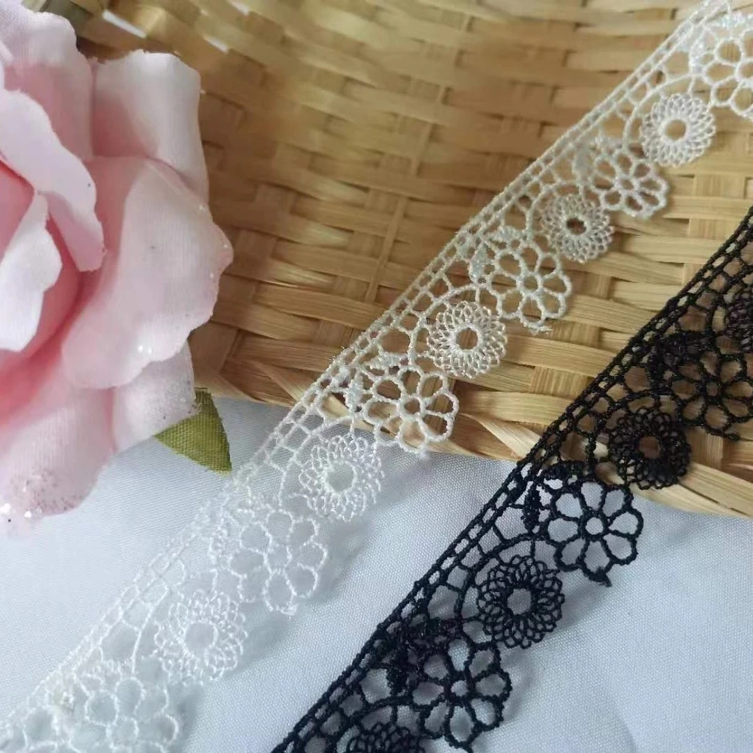 

1Yards Embroidery Flower Lace Fabric Guipure Trim 1.7cm White Lace Ribbon Party Dress Sewing Trimmings Laces For Clothes LT26