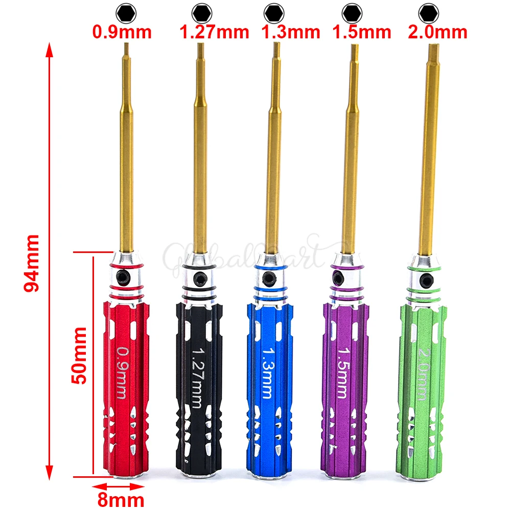 5PCS/Set Hex Screw Driver RC Screwdriver Tools Kit Set 0.9mm 1.27mm 1.3mm 1.5mm 2.0mm for Repair Tool 1/24 Axial SCX24 Car |