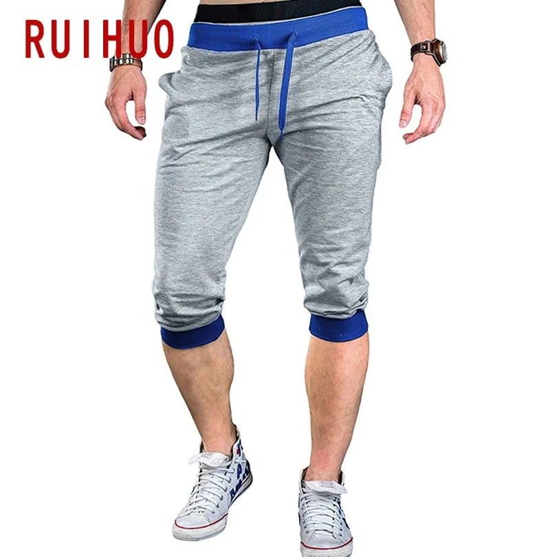 

RUIHUO 2021 New Calf-Length Harem Pants Men Trousers Joggers Casual Pants Men Sweatpants Hip Hop Streetwear Male Plus Size M-2XL