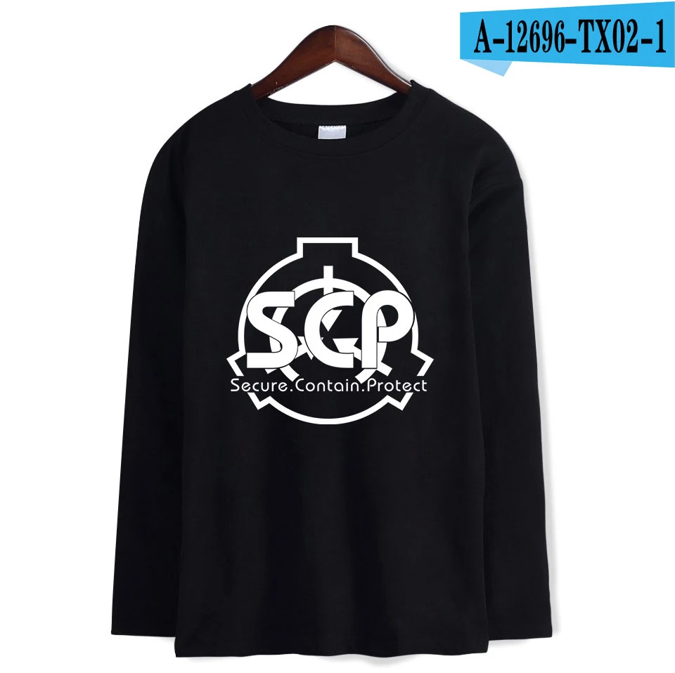 Frdun Scp Foundation футболка с длинным рукавом Kpop Новинка Хлопок Высокое качество Женская/Мужская Повседневная Новая модная Осенняя Футболка Топ тройники - Цвет: BLACK