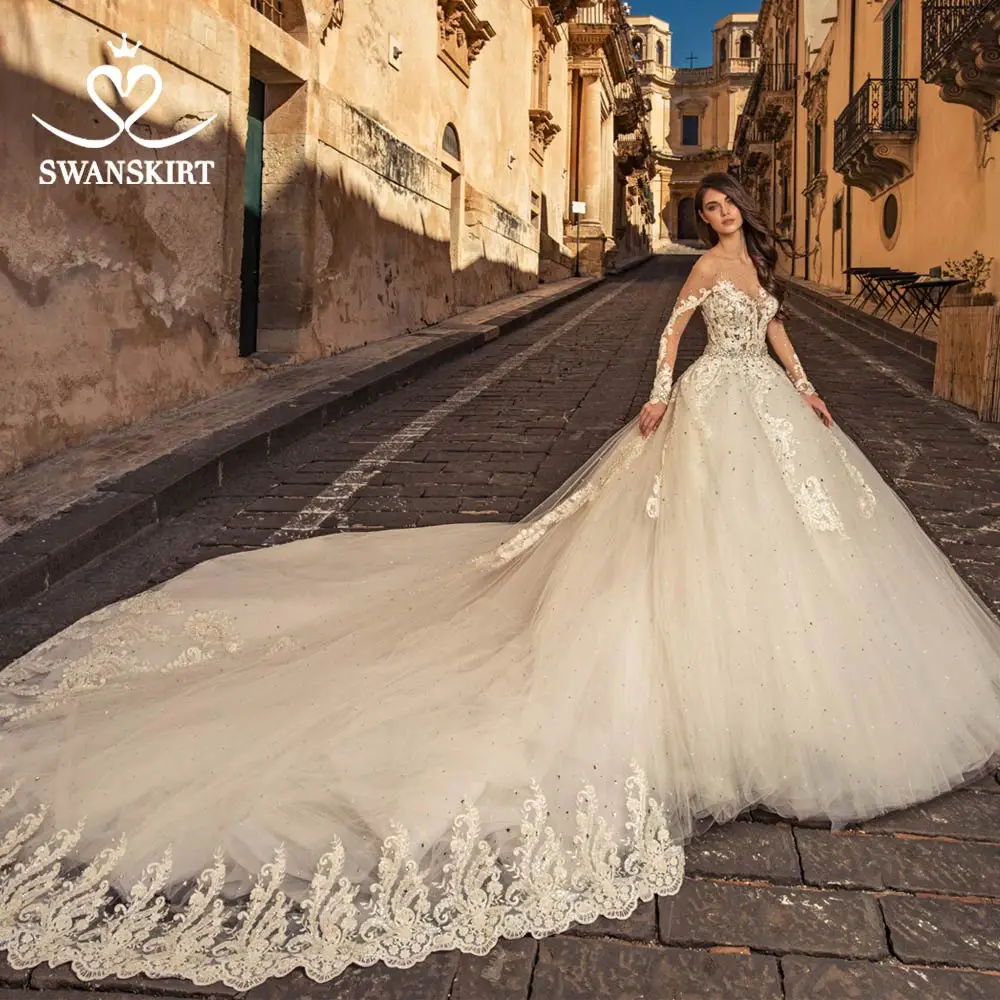 Vestido de Noiva/бальное платье с аппликацией в виде часовни и поезда свадебное шикарная