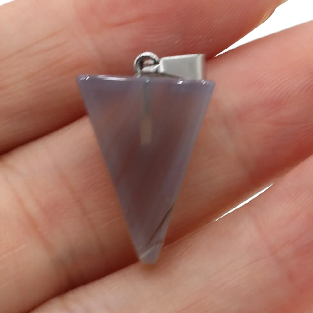 

4pcs Natural Stone Pendant Tiger Eye Malachite Triangle Shape for Jewelry Making DIY Necklace Size 15x25mm