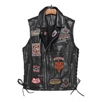 2020 black men slim fit motorcycle leather plus size xxxxl genuine thick cowhide spring short pattern bikers vest