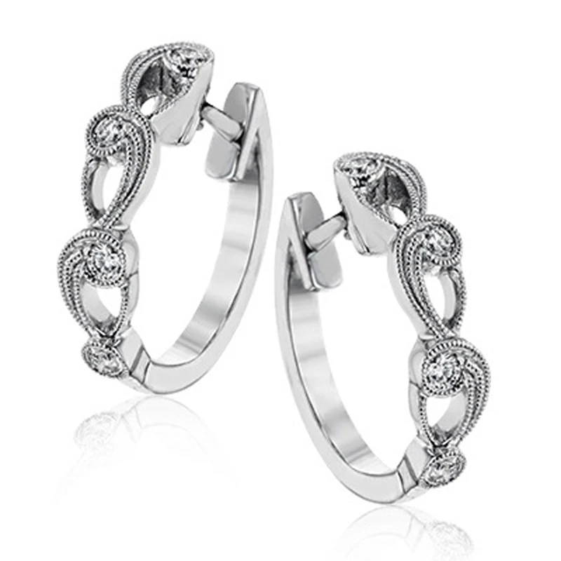 

KOFSAC 2020 Hot Sale Exquisite 925 Sterling Silver Hoop Earrings Elegant Gold Hollow Flower Zircon Earring Women Engagement Gift