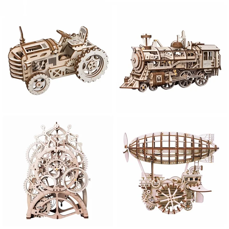 

Robotime 4 Kinds DIY Laser Cutting 3D Mechanical Model Wooden Model Building Block Kits Assembly Toy Gift for Children Adult
