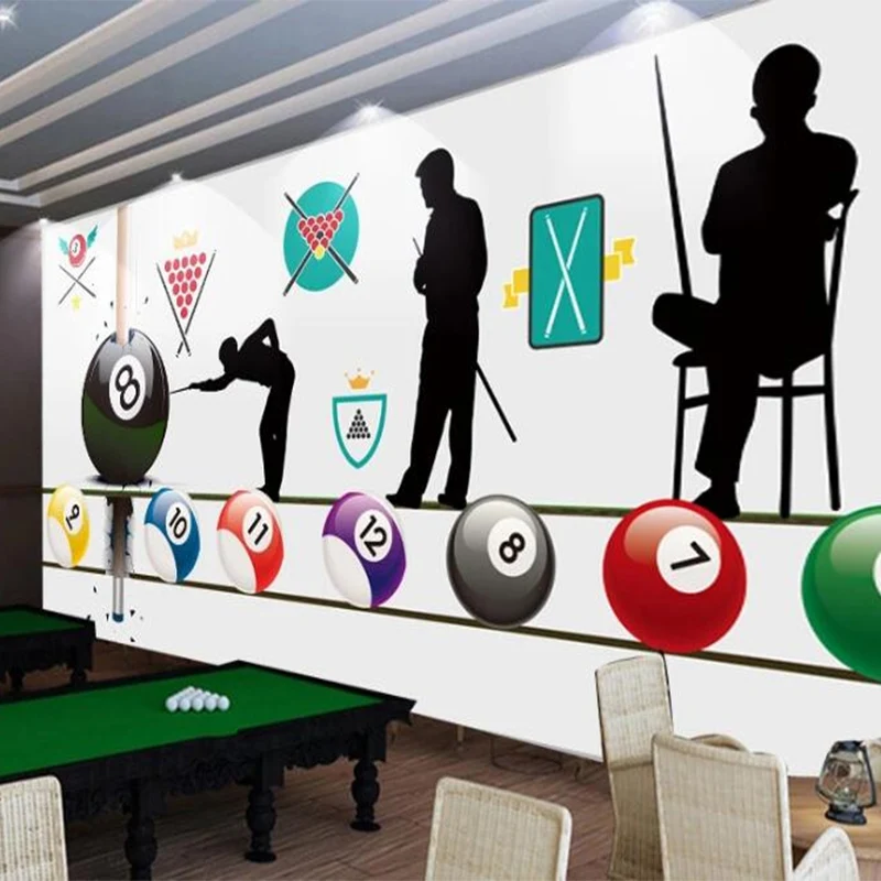 Custom Any Size Mural Wallpaper 3D Creative Billiard Club Bar Internet Cafe Tooling Background Wall Decor Papel De Parede Sala |