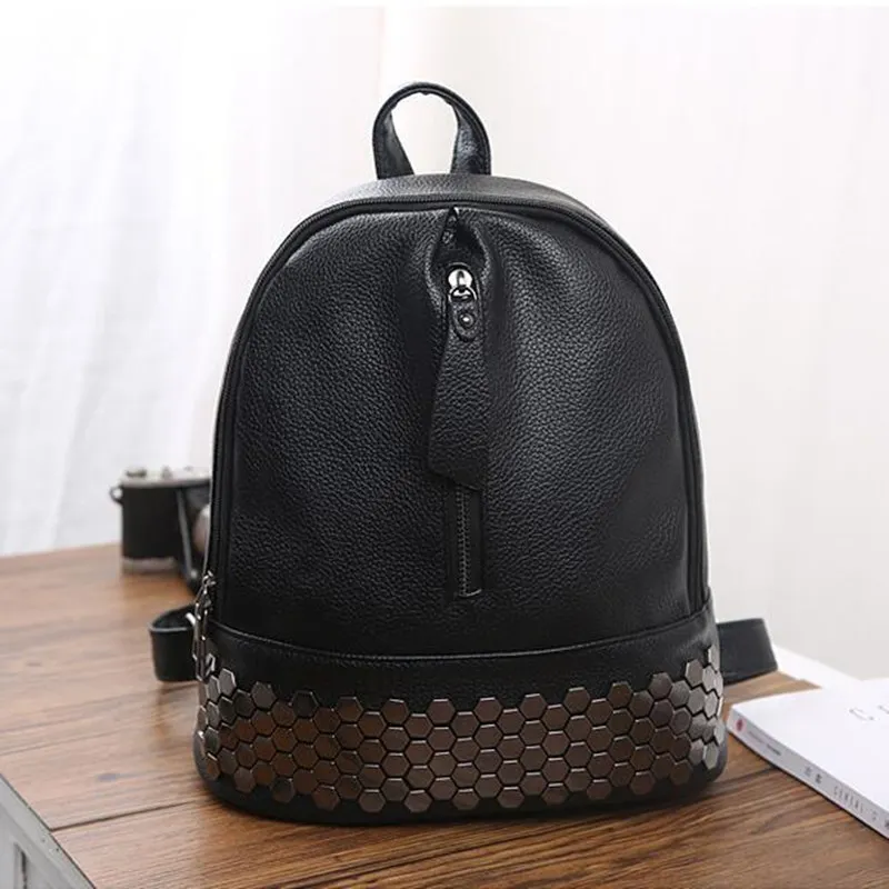 Женский рюкзак Bolish из искусственной кожи школьный ранец в стиле преппи черная