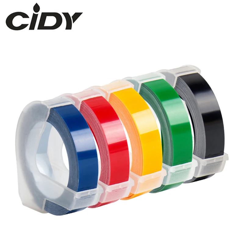Cidy 5 шт. многоцветная рельефная лента Dymo 3D 6/9/12 мм для этикеток 1610/12965/1540/1880