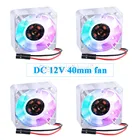 2  4 шт. DC 12 В 4010 бесщеточный синийсветильник вой охлаждающий вентилятор для рассеивания тепла маршрутизатора и 3D-принтера