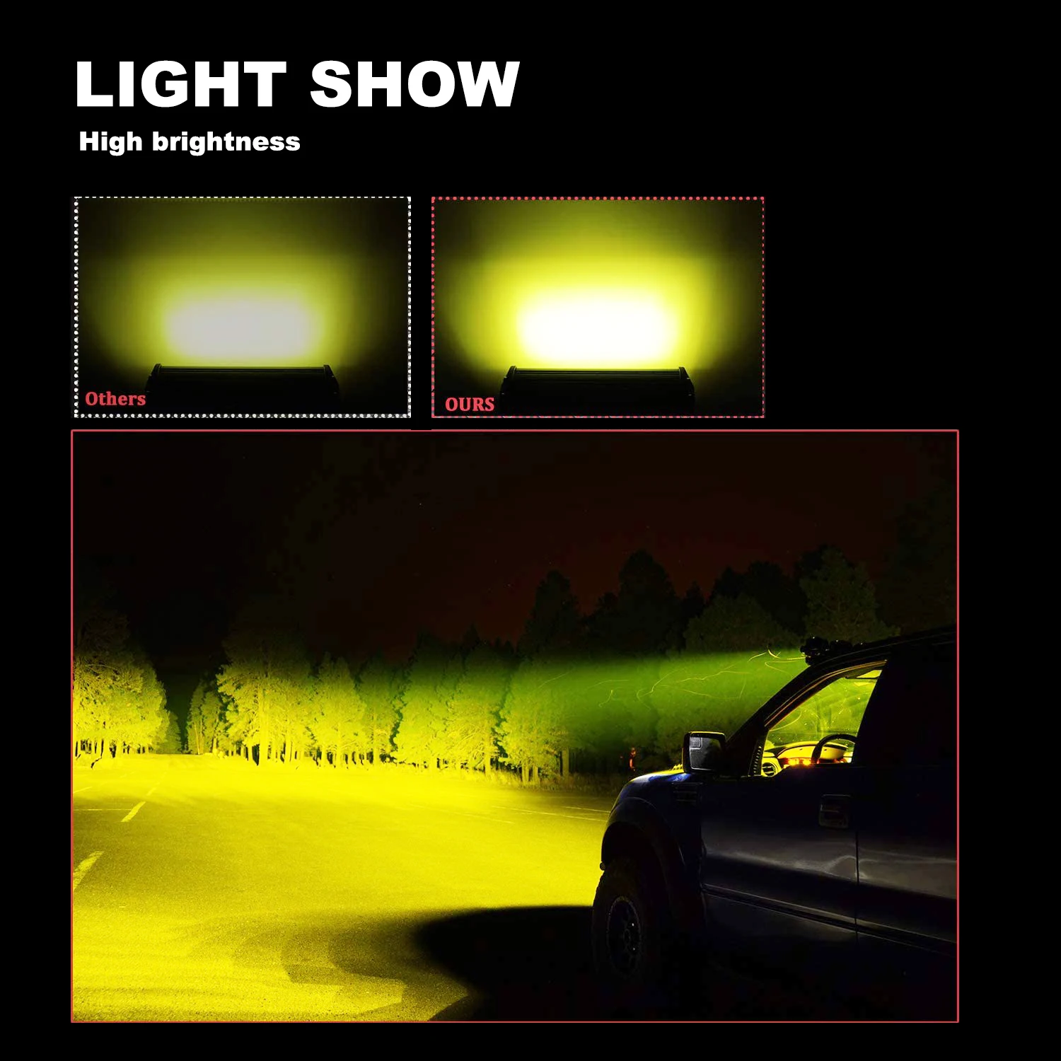 

4" 7" 72W 144W Yellow LED Light Bar for Car Truck Boat 4x4 Tractor Spotlight LED Work Light Bar Offroad LED Bar 12V 24V