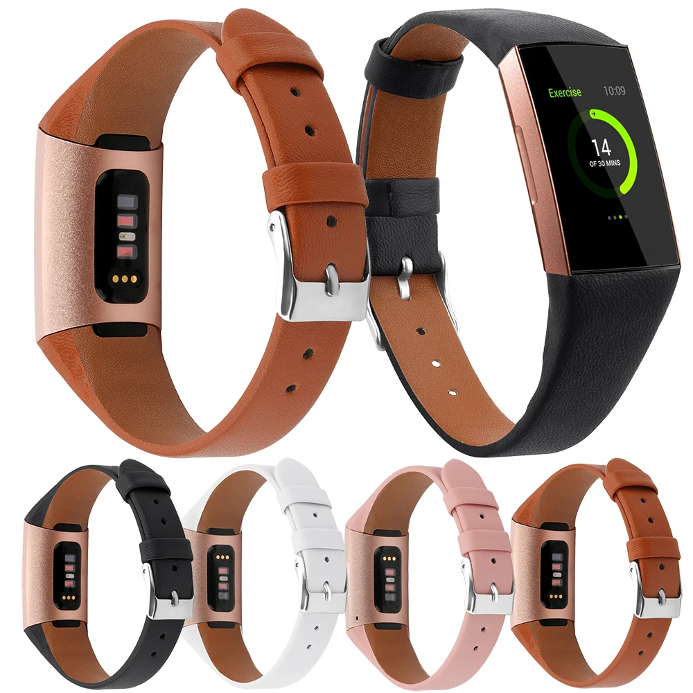 Ремешок Essidi из натуральной кожи для смарт браслета Fitbit Charge 3 4 застежка SE браслет