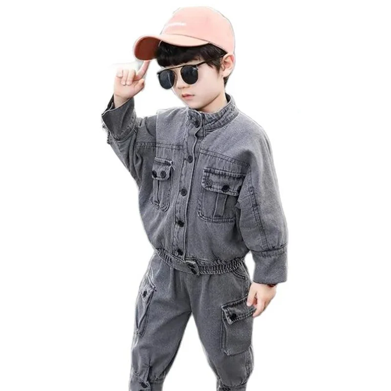 

Boy's suit 2021 autumn new style children's Japanese western motorcycle cowboy two-piece fashionable trendy boy fashion
