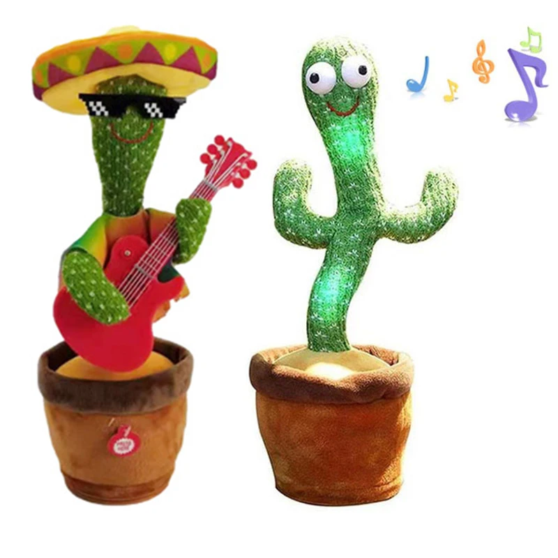

New Electronic Dancing Cactus Singing Dancing Decoration Gift for Kids Funny Early Education Toys Knitted Fabric Plush Toys