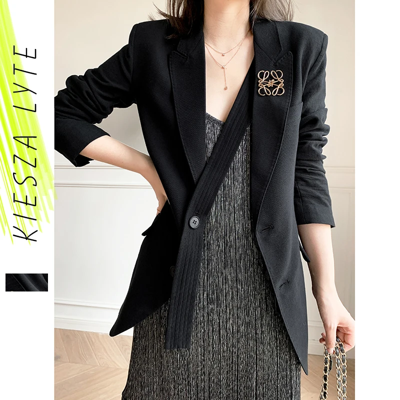 

Suit jacket woman autumn 2020 vintage black korean style chic office lady sim blazer feminino outwear