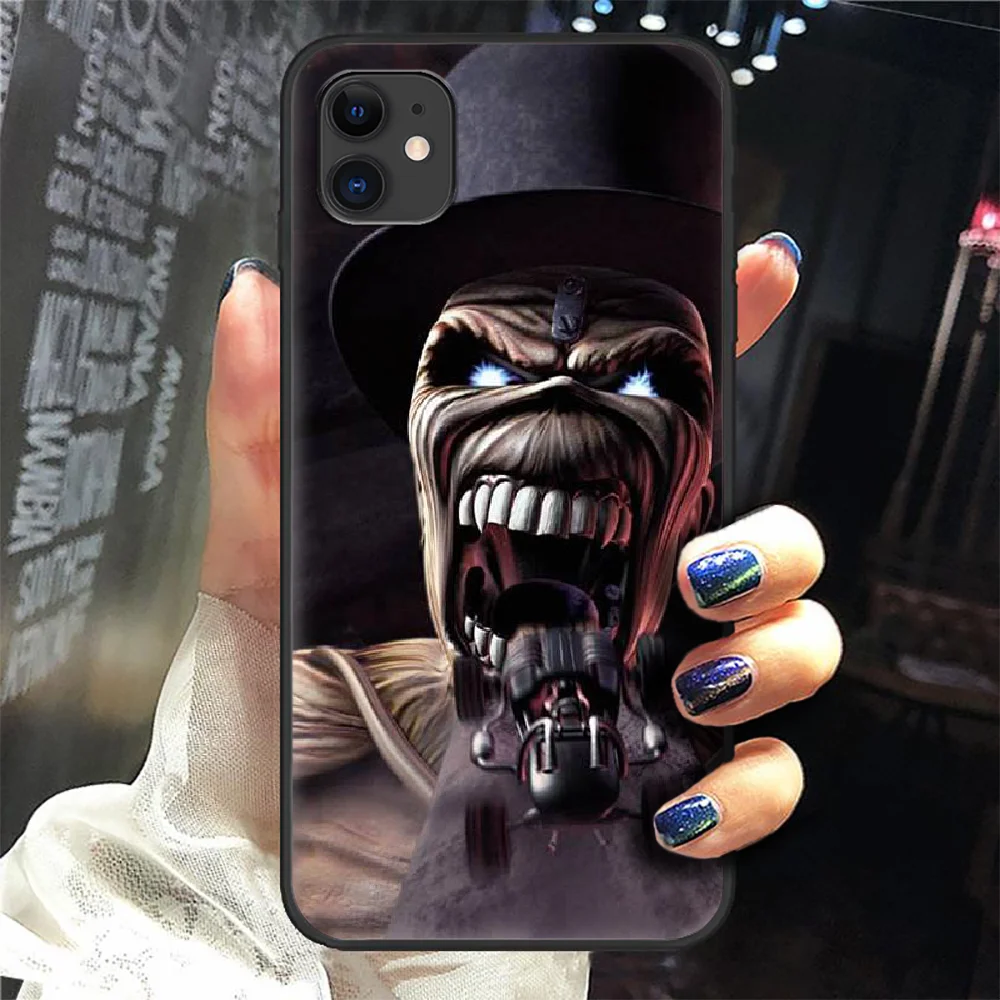 

Iron Maide Rock Band Phone Case For Iphone 5 5S SE 2020 6 6S 7 8 Plus 11 12 Mini X XS XR Pro Max black Cell Soft Hoesjes 3D