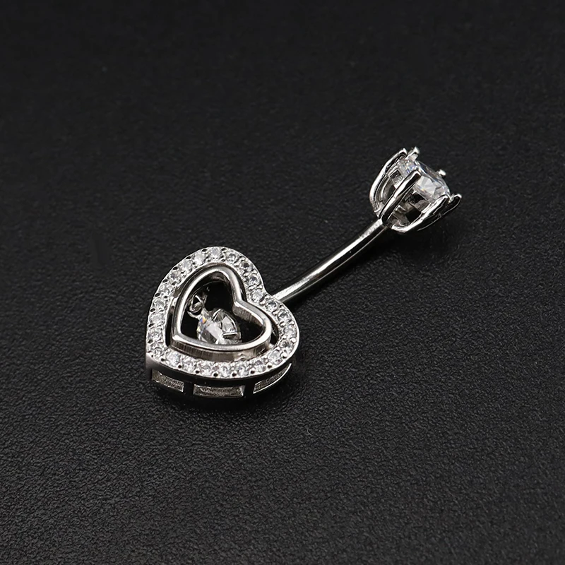 

Heart Shaped 925 Sterling Silver Belly Button Piercing Love Gift For Women Mamen Fashion Jewelry Banannabar 1.5 MM Thick