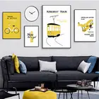 Современная Персонализированная картина, домашний декор, Скандинавская Картина на холсте, настенный плакат, мультяшный инструмент для путешествий, желтый декор, принт для спальни