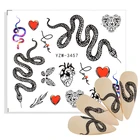 Водные Наклейки для ногтей в виде змеи, любовь, сердце, бабочки, животные, Переводные слайдеры, цветы, листья, наклейки для ногтей, DIY маникюрные наклейки