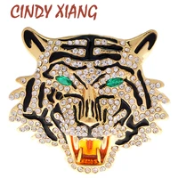 cindy xiang vintage spotted leopard tiger head brooches vivid animal brooch pins rhinestone crystal jewelry for men and women