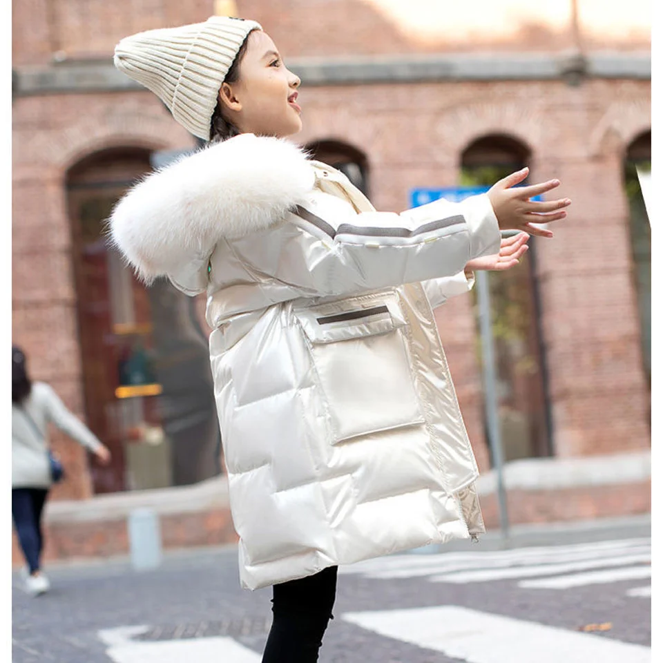 -25 Degree Winter Girls Coats Hooded Warm Kids Down Coats High Quality Girls Winter Clothes For Age 4 5 6 7 8 9 10 12 14Years