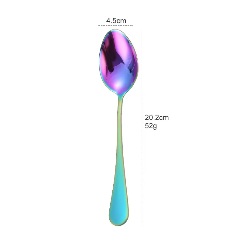 rainbow spoon Набор золотых ножей с ложкой, набор золотых ножей для столовых приборов, наборы свадебных столовых приборов, вилки, ножи, ложки, столовые приборы для путешествий, набор столовых приборов, Прямая поставка - Цвет: rainbow spoon