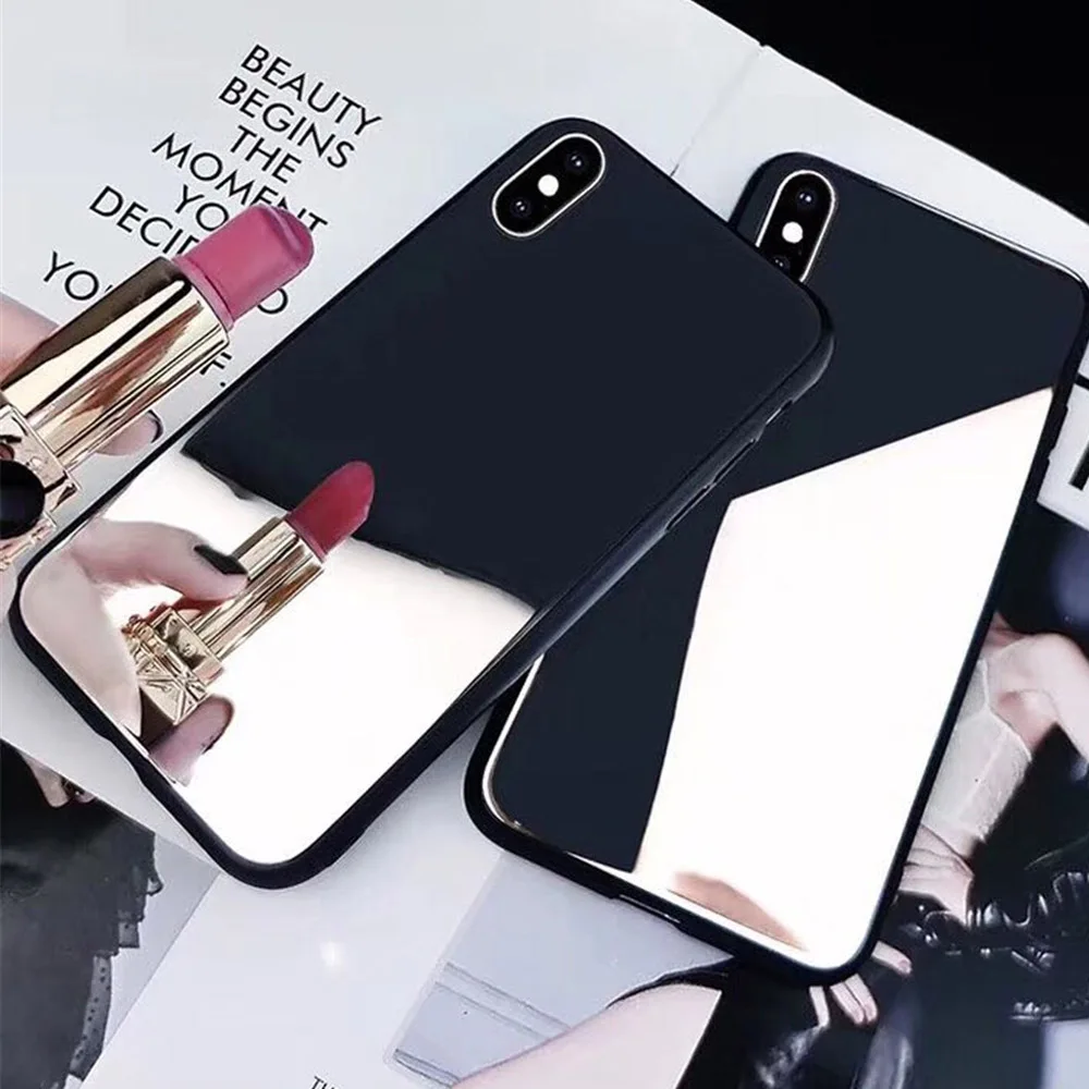 Косметическое зеркало чехол для iPhone 11 Pro X XS MAX XR 6 6S 7 8 Plus роскошный легкий тонкий с