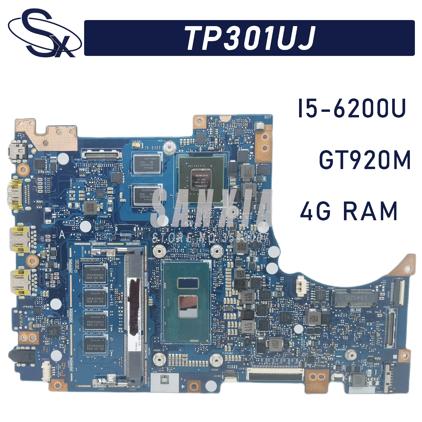

TP301UJ подходит для ASUS TP301UA Q303UA TP301UJ материнская плата для ноутбука с 4GB-RAM I5-6200U GT920M 100% ТЕСТ ОК