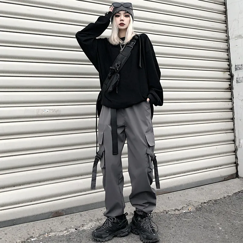 

Женские летние комбинезоны в стиле Харадзюку, универсальные брюки с декоративным поясом, повседневные леггинсы с высокой талией, прямые бр...