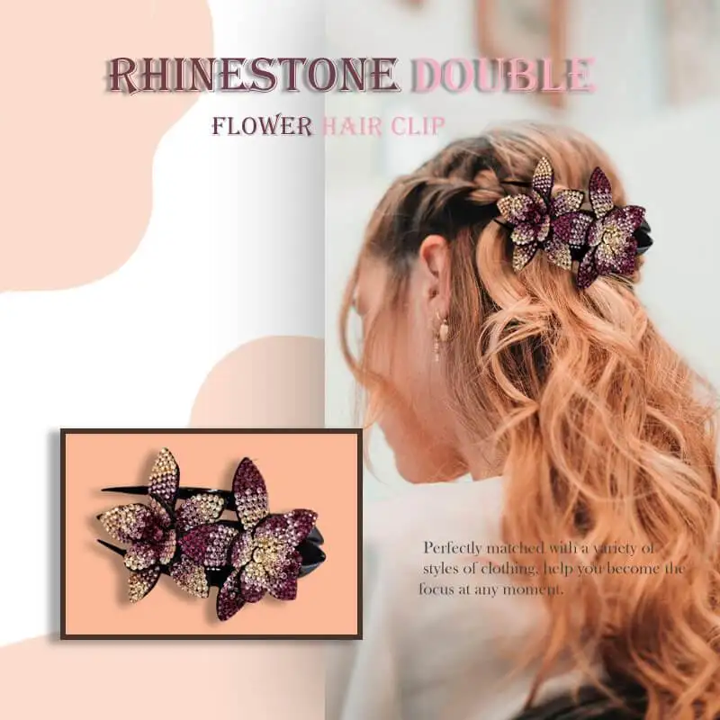 

Rhinestone Double Flower Hair Clip Hair Crystal Hair Combs Female Elegant Beads Hairgrip Handmade Fashion Hair Accessories Tools