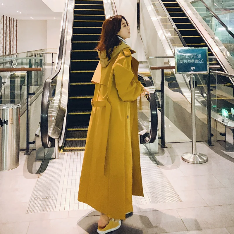 Женская куртка с отложным воротником длинная свободная большого размера 2019 |