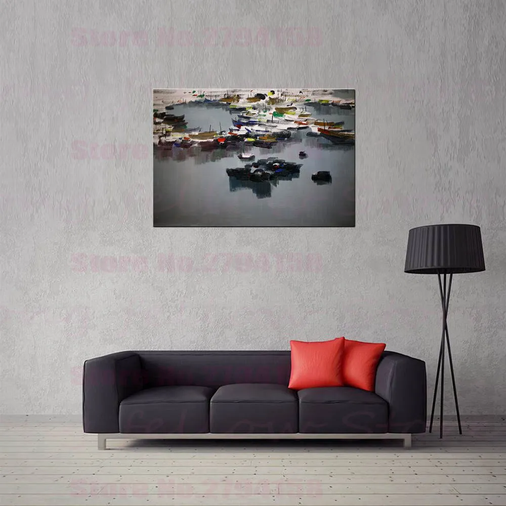 

Галерея Печать на холсте морской и Пейзаж китайская живопись холст картина для зала лобби домашний декор дропшиппинг