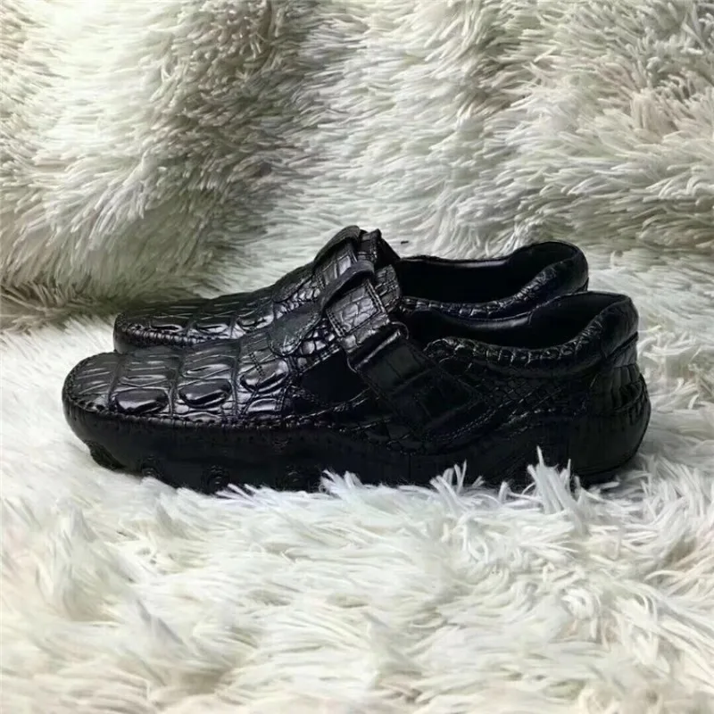 Обувь из натуральной крокодиловой кожи мужские роскошные черные деловые