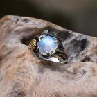 Кольцо женское с лунным камнем, черное, Золотое