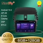 NaviFly 6 ГБ + 128 Гб QLED экран 1280*720 Android 10 автомобильный Радио Аудио мультимедийный плеер для Toyota Corolla 10 E140 E150 2006 - 2012