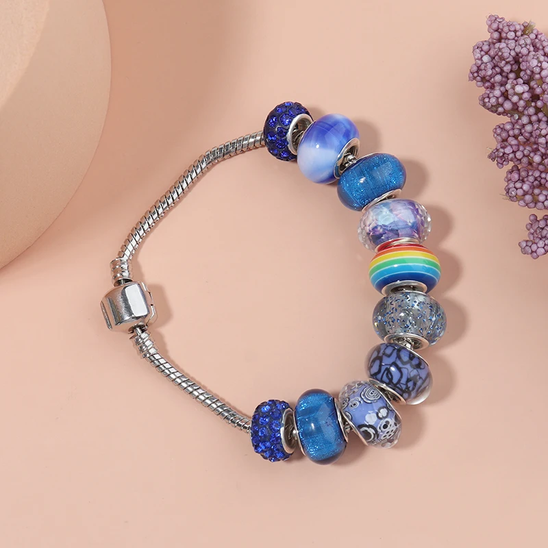 

41Pcs/Lot Vintage Colorful Color Charms Bracelets for Women DIY Crystal Beads Bracelets Women Jewelry Girl Gift