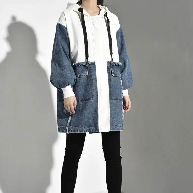 Куртка LANMREM женская с капюшоном и длинным рукавом большого размера 2019 | Женская