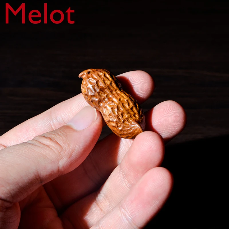 

Silkwood Small Peanut Pendant Wood Color Pendant Hand Carved Necklace Pendant Gloomy Wood Ornament