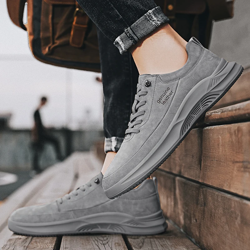 Мужские кроссовки на плоской подошве кожаные Уличная обувь для молодежи | Обувь