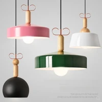 scandinavian design color macarons postmodern aluminum restaurant e27 personality single lighting retro wood bow pendant lamp