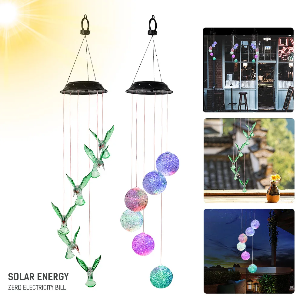 

LED Solar Waterproof Wind Chimes Multicolor Outdoor Hanging lamp Wind bell light Festival Party lighting Garden Night Light Deco