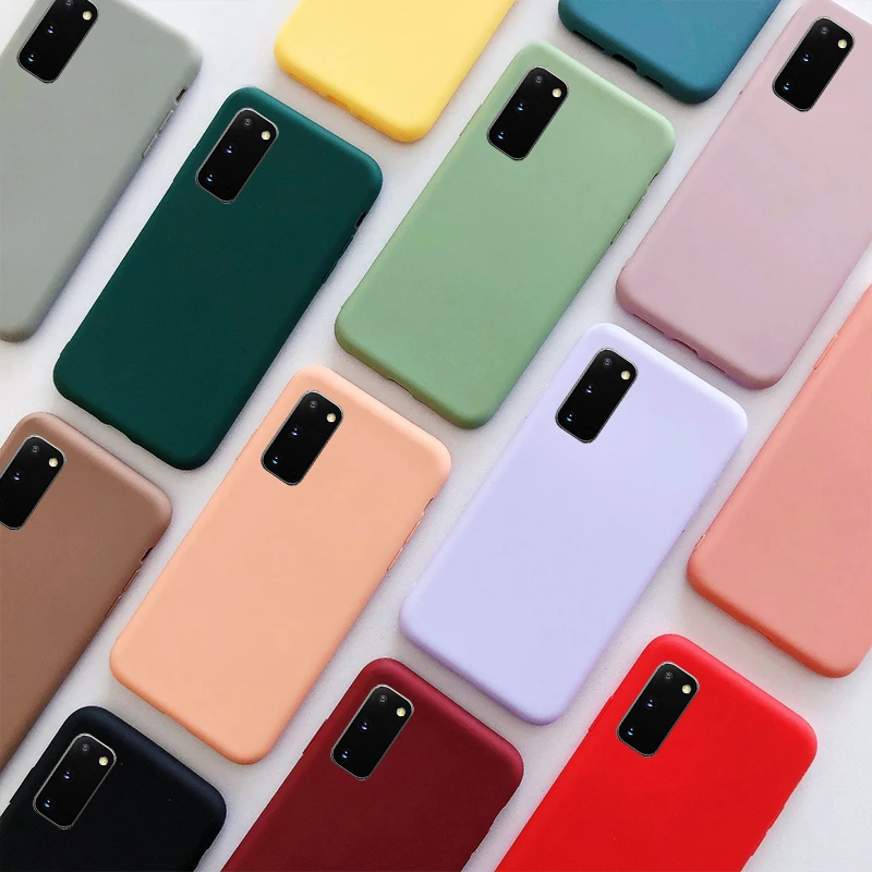 luxury matte silicone phone case for samsung galaxy a12 a32 a52 a72 5g s22 s21 ultra plus s20 fe note 10 lite solid color cover free global shipping