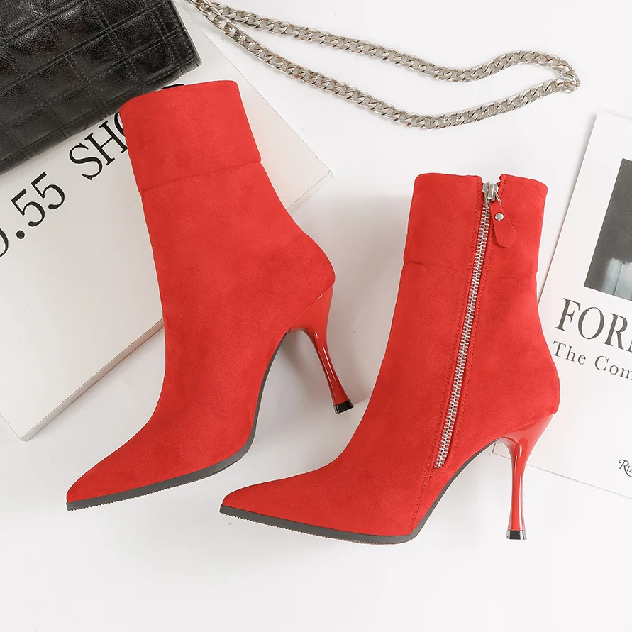 2019 г. Модные женские ботильоны на высоком каблуке 9 см носки Фетиш сапоги Весенние