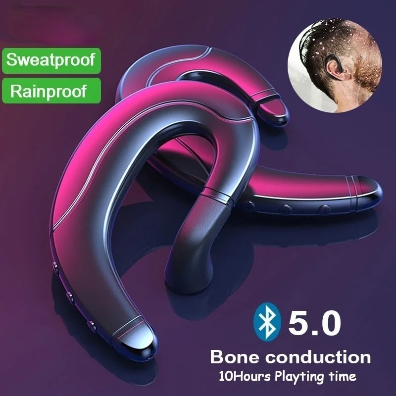 

Bone Conduction Bluetooth Headset Portable Universal Unilateral Handsfree Wireless Hanging Ear Mobile Phone Call Sport Earphone