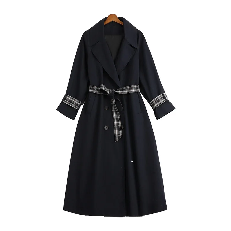 

Little Fat Large Size Women's Mid-length Windbreaker Early Autumn New Style Fashion Women's Overcoat 8989 Trench Long Coat Women