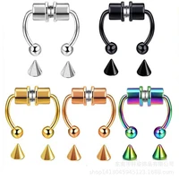 2021 new nose ring reusable alloy fake magnetic false nose ring horseshoes non piercing hoop jewelry for party bar