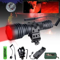 tactical 500 yards 12w weapon gun light 1200lm xm l2 led hunting flashlightpressure switchrifle scope mount18650chargerbox