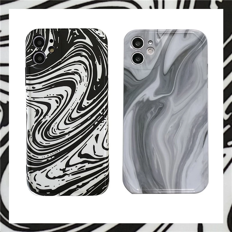 

ins Splash Ink Case for iPhone 12 11 Pro Max XR XS Marble ink Color Shockproof TPU Soft Protective Back Cover